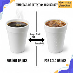 Made in USA Concession Essentials foam cups with lids