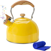 Foedo 2.6Qt stainless steel whistling tea kettle yellow