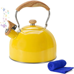Foedo 2.6Qt stainless steel whistling tea kettle yellow