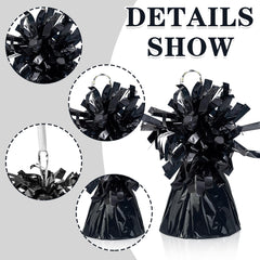 Foil balloon weights holding multiple helium balloons