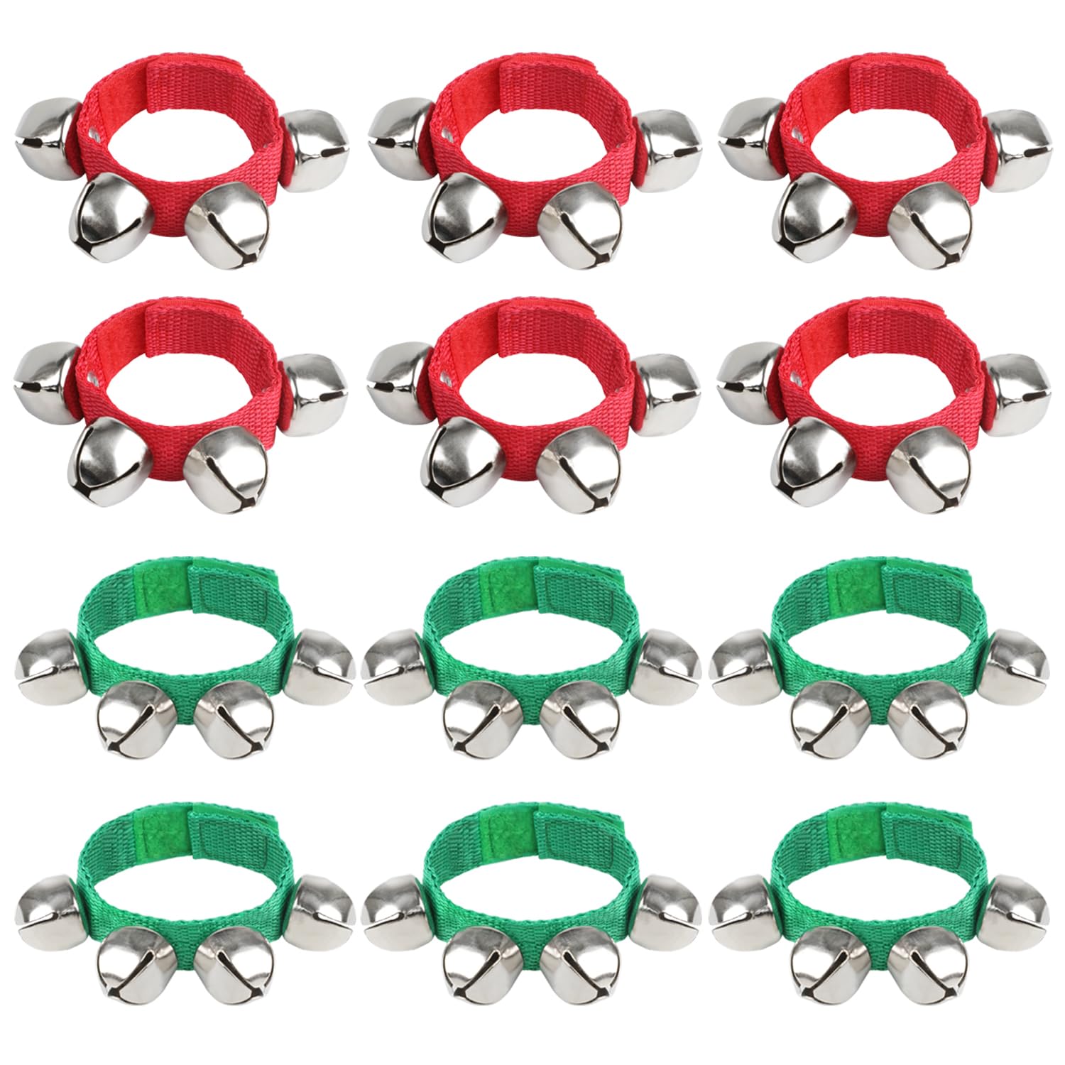 FOIMAS Christmas Band Wrist Bells Bracelets set in green and red