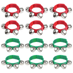 FOIMAS Christmas Band Wrist Bells Bracelets set in green and red