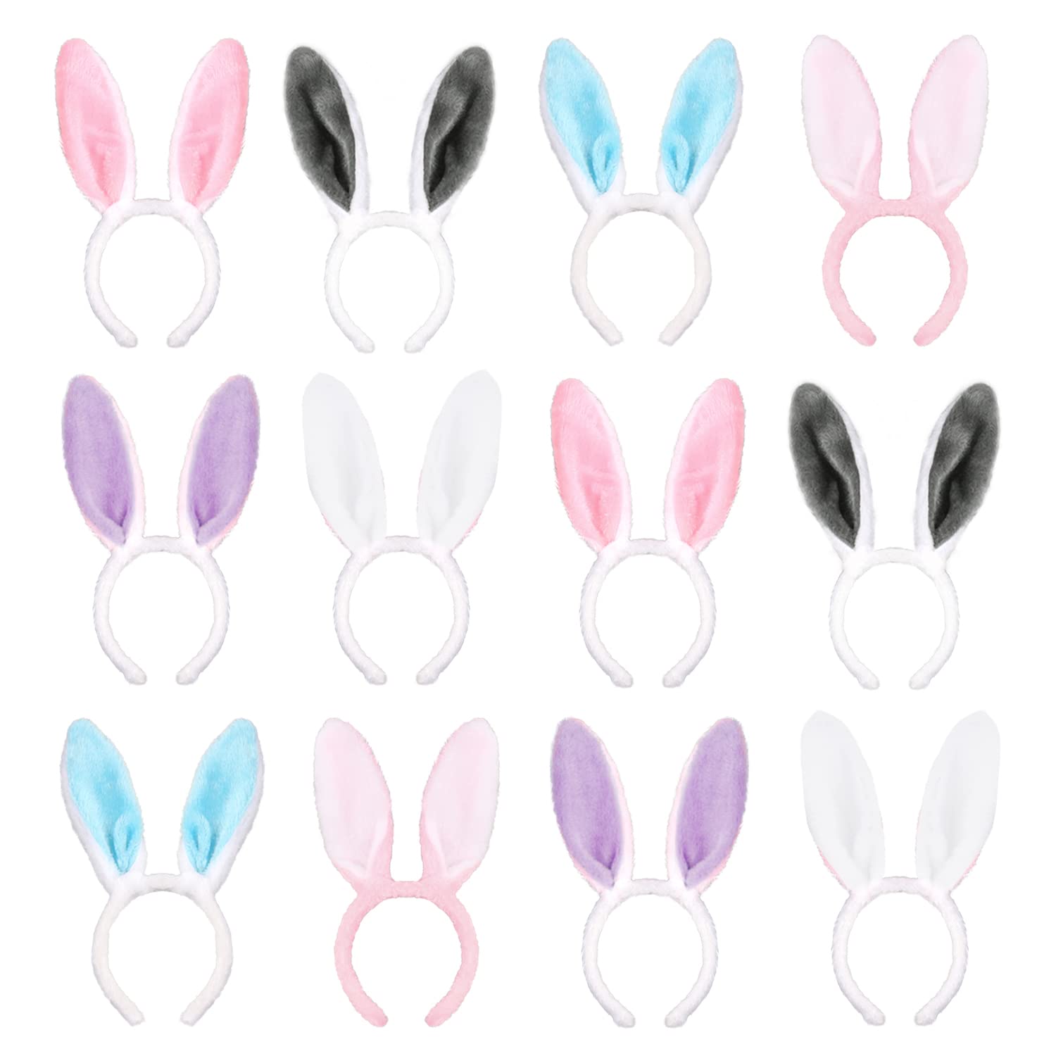 FOIMAS plush bunny ears headbands assorted colors