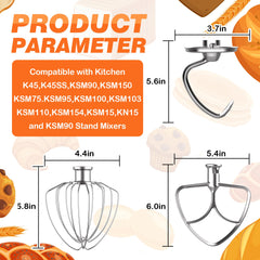 K45DH dough hook attachment for KA tilt-head mixer
