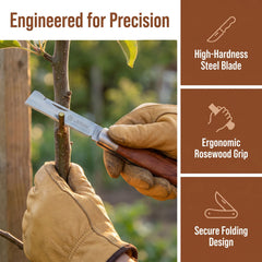 Compact folding grafting knife with closed blade