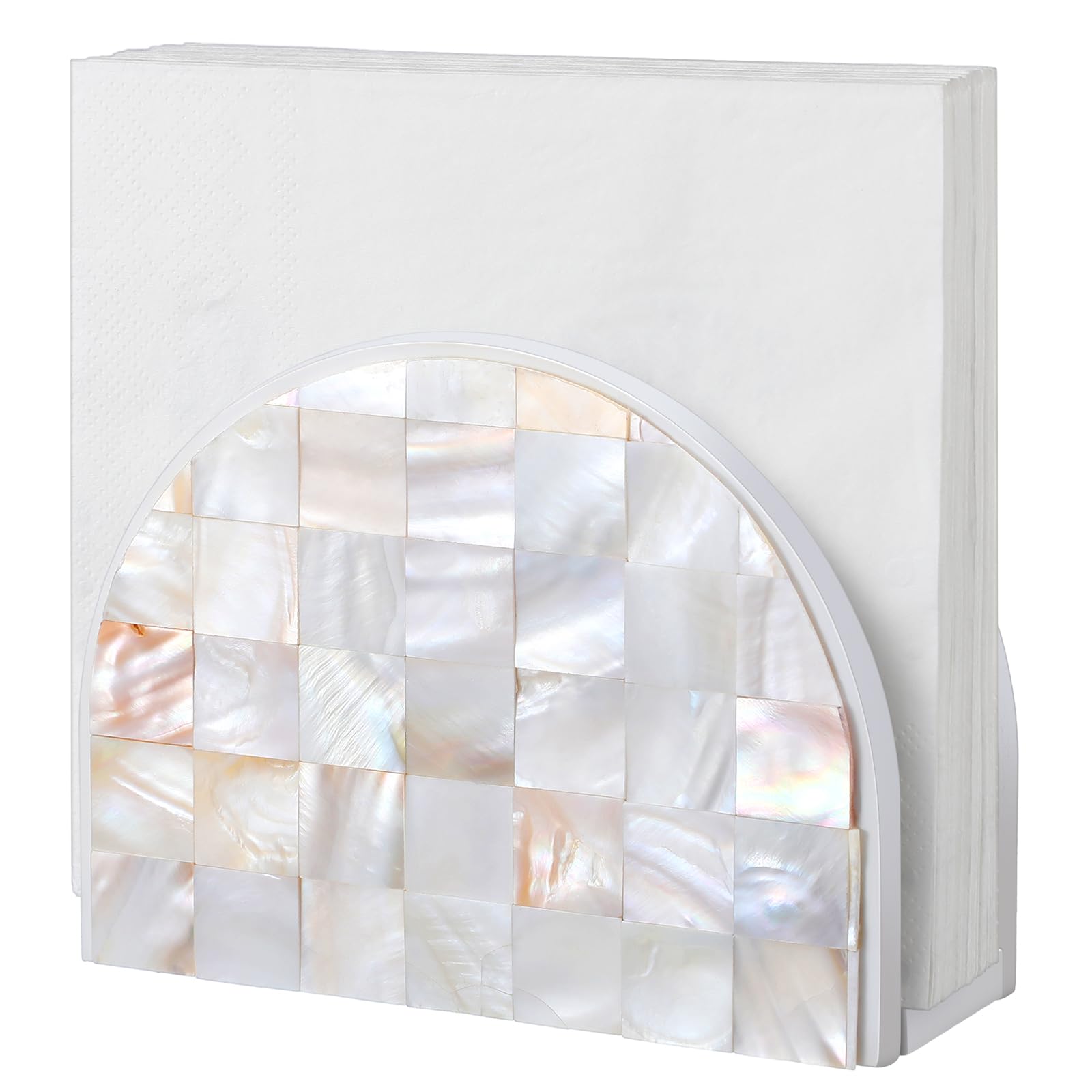 FoldTier mosaic mother of pearl inlay napkin holder