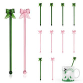 FoldTier Witch Glass Swizzle Sticks 7 inch pink green set of 6