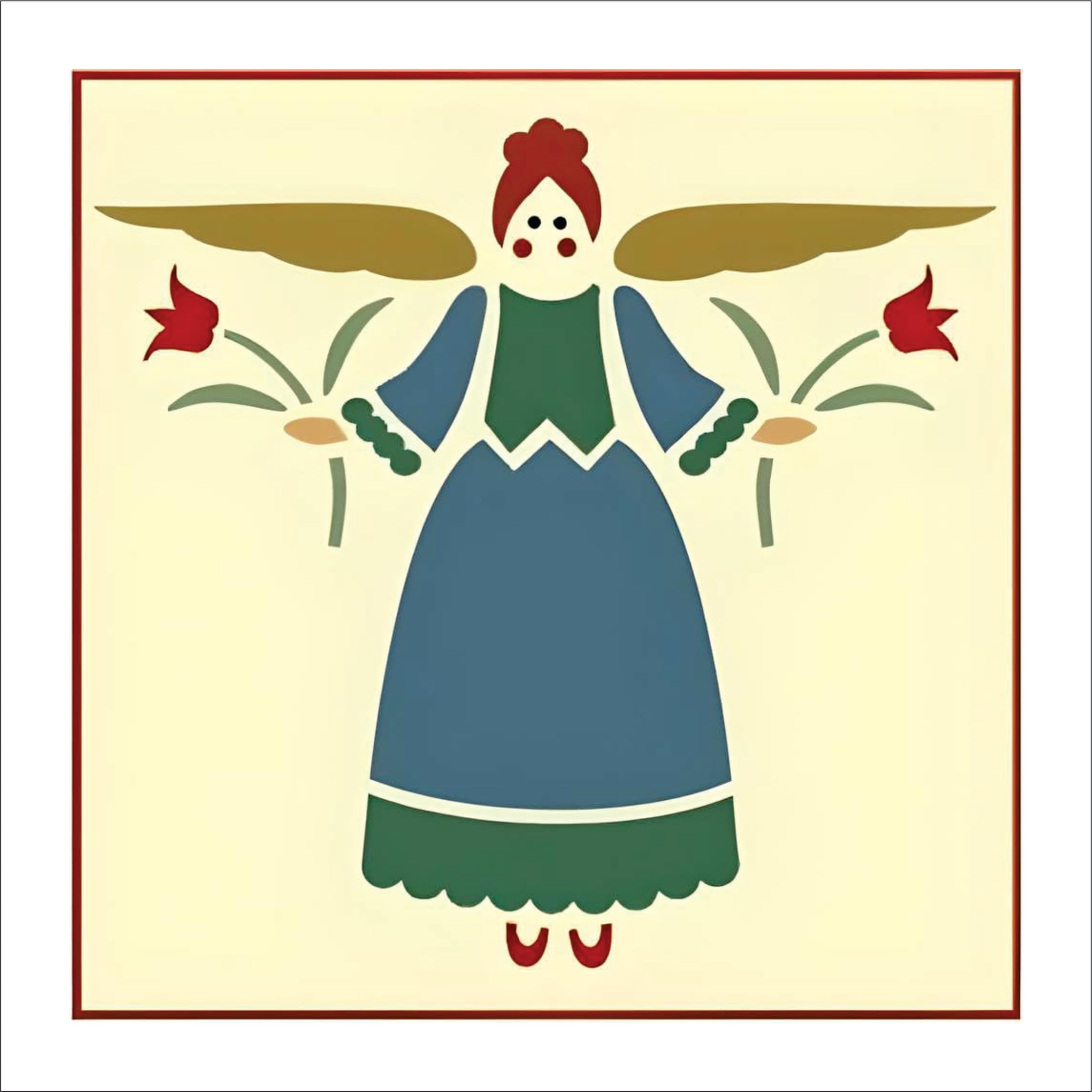 The Artful Stencil Folk Art Angel 2 stencil template 8.5 x 8 inches