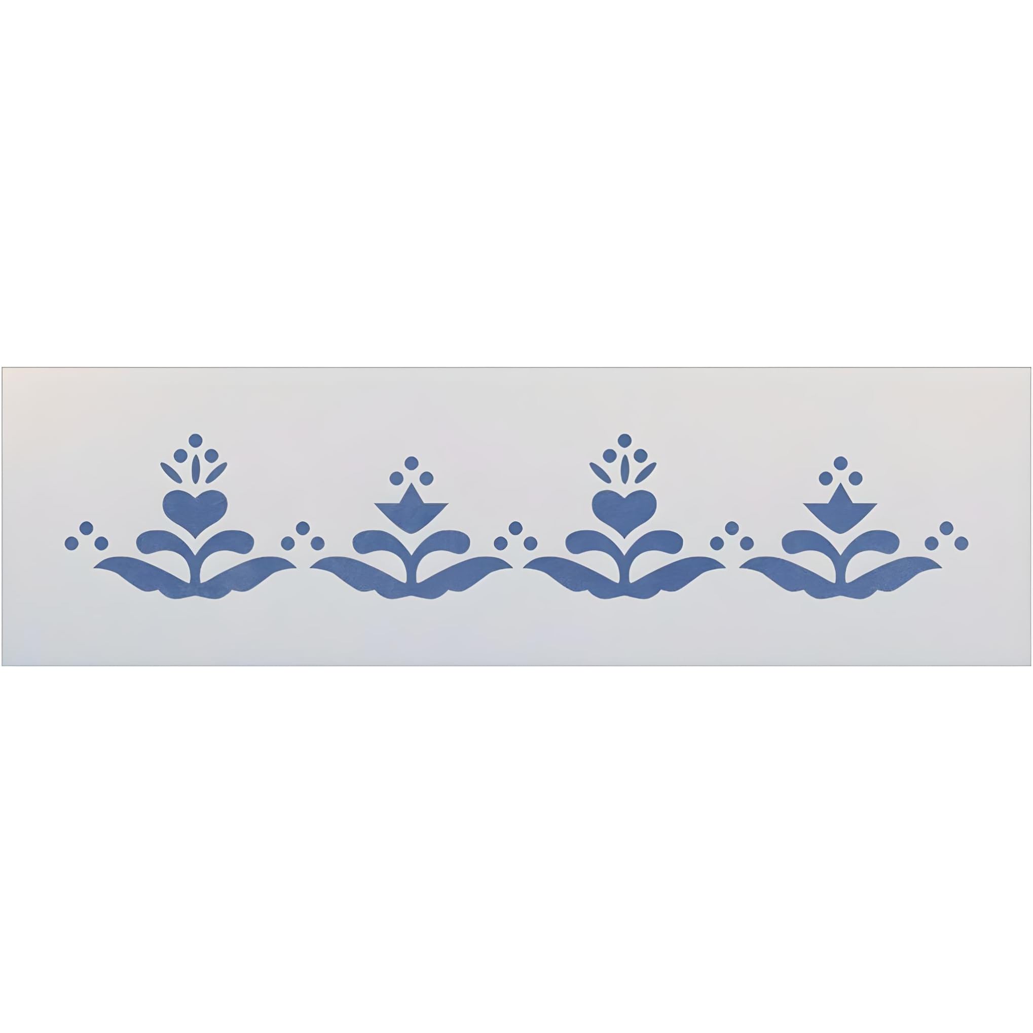 Folk Art Hearts Border Stencil by The Artful Stencil