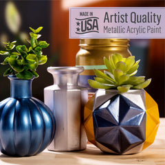 FolkArt multi-surface metallic acrylic paint on wood canvas
