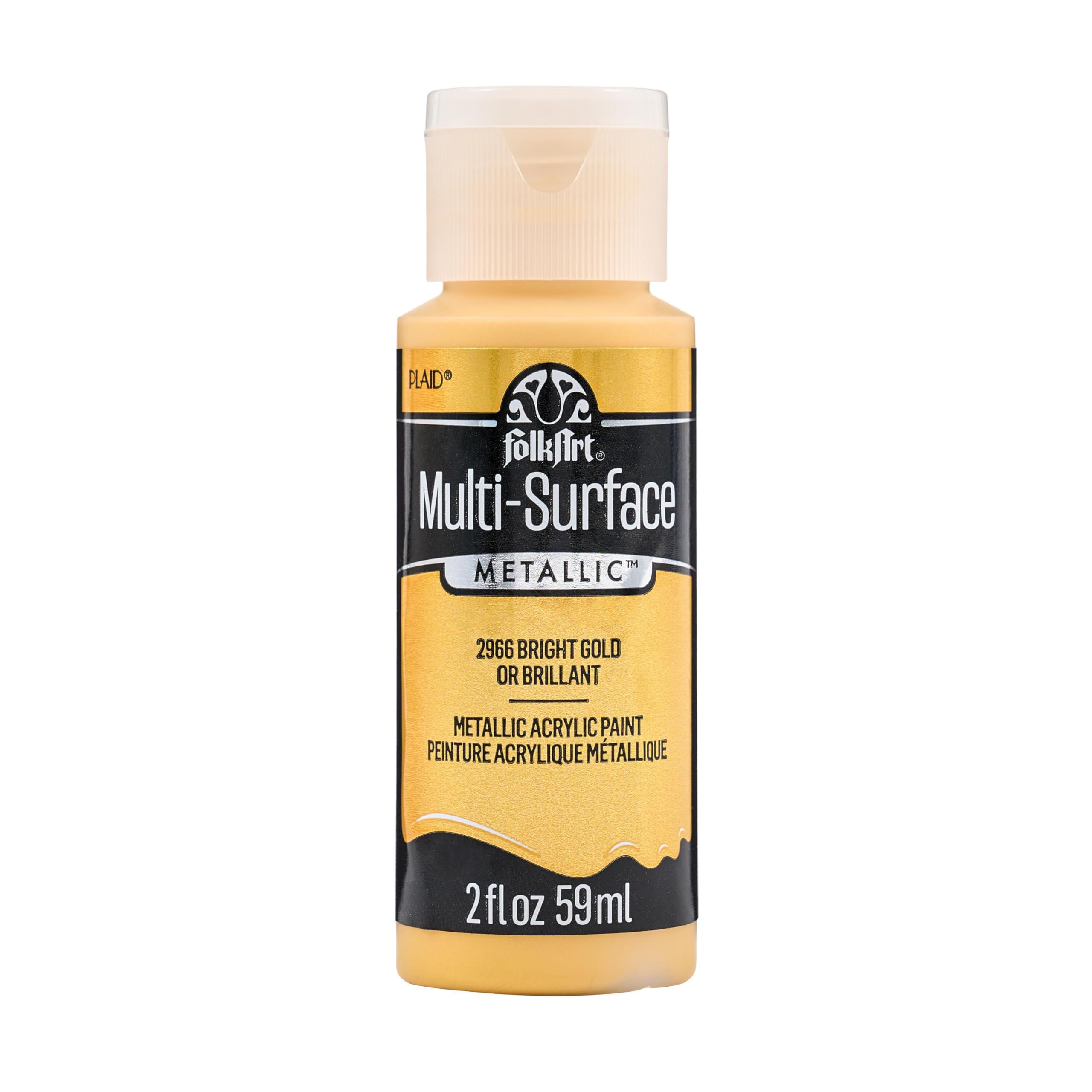 FolkArt multisurface metallic paint Bright Gold 2 oz bottle