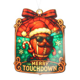 Football Ornament with touchdown motif for holiday decor