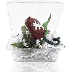 Clear boutonniere case with football ribbon presentation