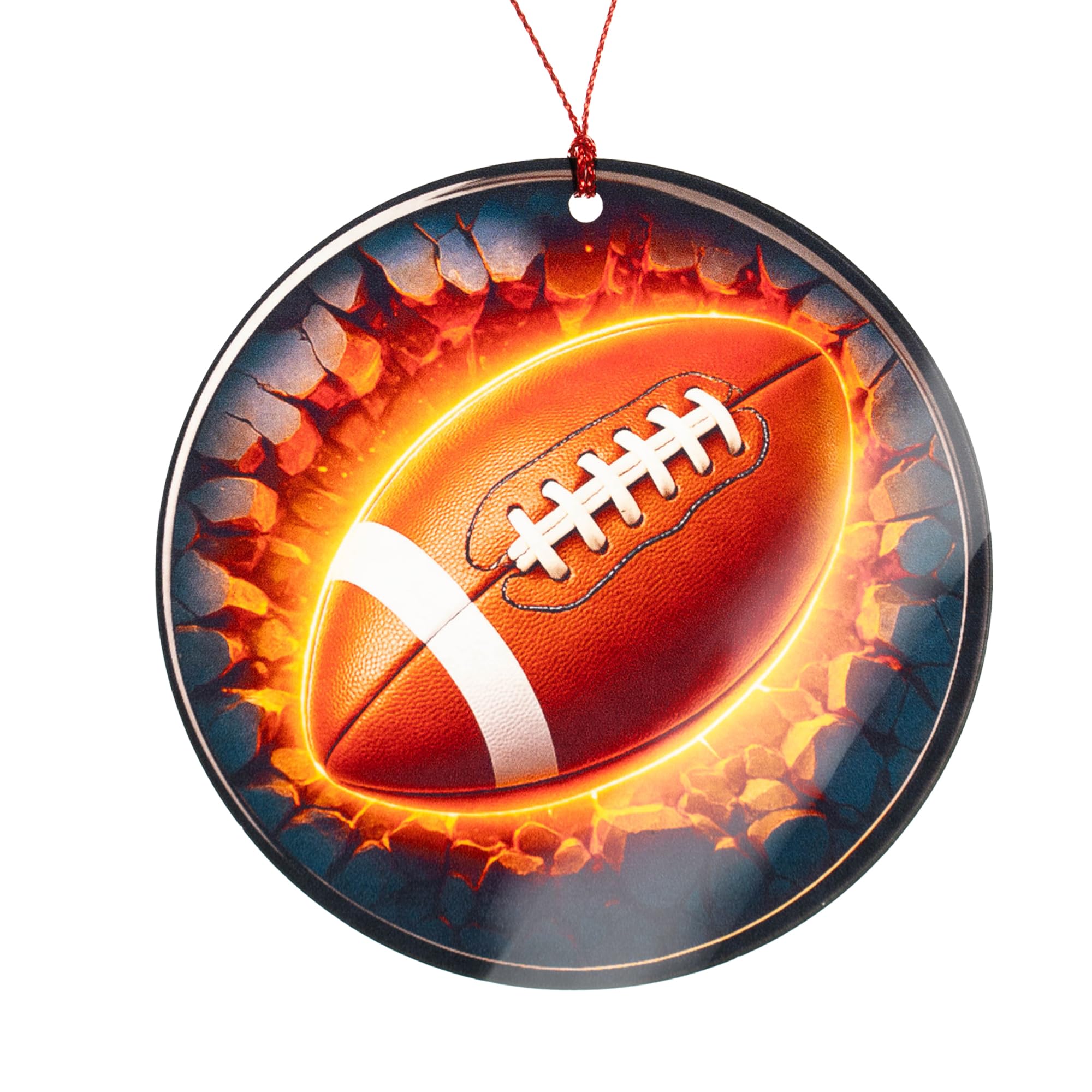 Football sports gift ornament on tree