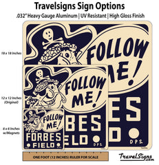Forbes Field retro style sign in a home bar or den setting