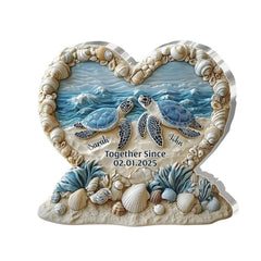 Forever By The Sea acrylic plaque featuring a sea turtle couple