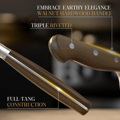 Forged full-tang blade in high-carbon stainless steel