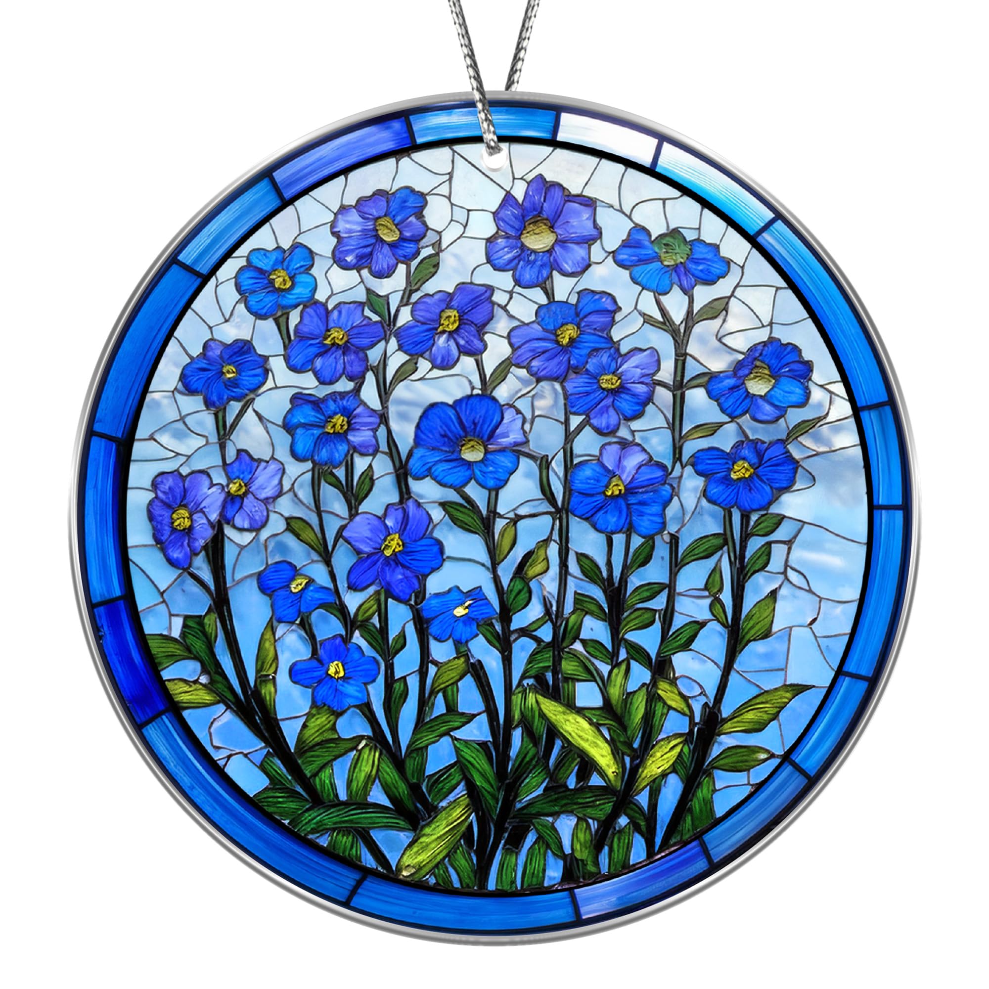 Forget Me Not acrylic suncatcher close up floral motif