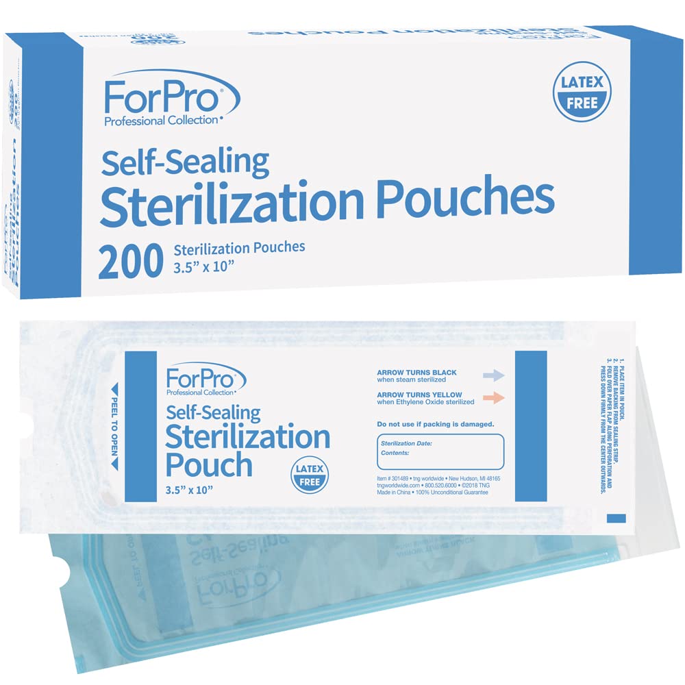 ForPro self-sealing sterilization pouches 3.5x10 inches latex-free