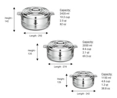 Fortuner stainless steel casserole 1.5 Litre Milton set Silver