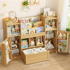 FOTOSOK toy storage organizer 26 inch wide 3-tier bookshelf with cubbies