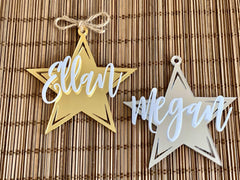 4 inch dimension star shaped name ornament