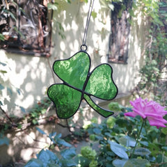 Copper foil Tiffany style four leaf clover ornament
