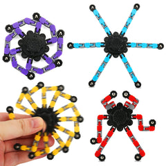 Four pack transformable fidget spinner set with robot shapes