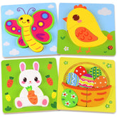Four pack wooden puzzles toddler toys for Easter basket use