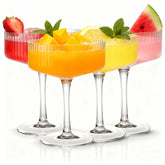 Four piece ribbed coupe glasses set 10 oz