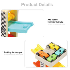 Includes four toddler ramp racers and one parking lot