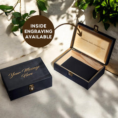 Gray wood finish keepsake box showing grain