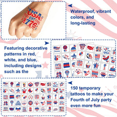 Precut tear-line Fourth of July tattoos easy to apply