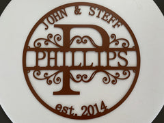 Personalized family last name sign copper