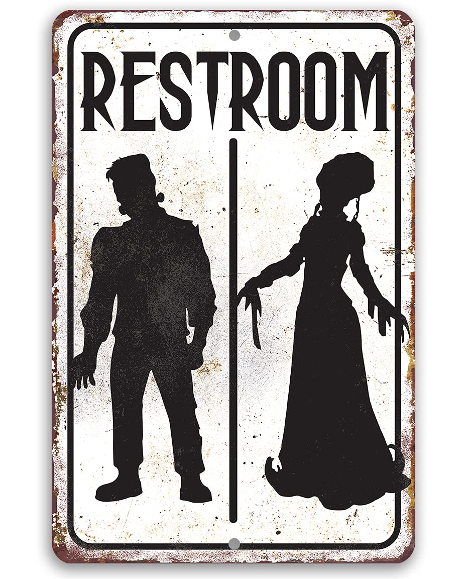 Frankenstein Restroom sign metal 8x12 mounting holes