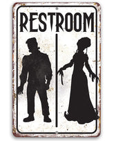 Frankenstein Restroom sign metal 8x12 mounting holes