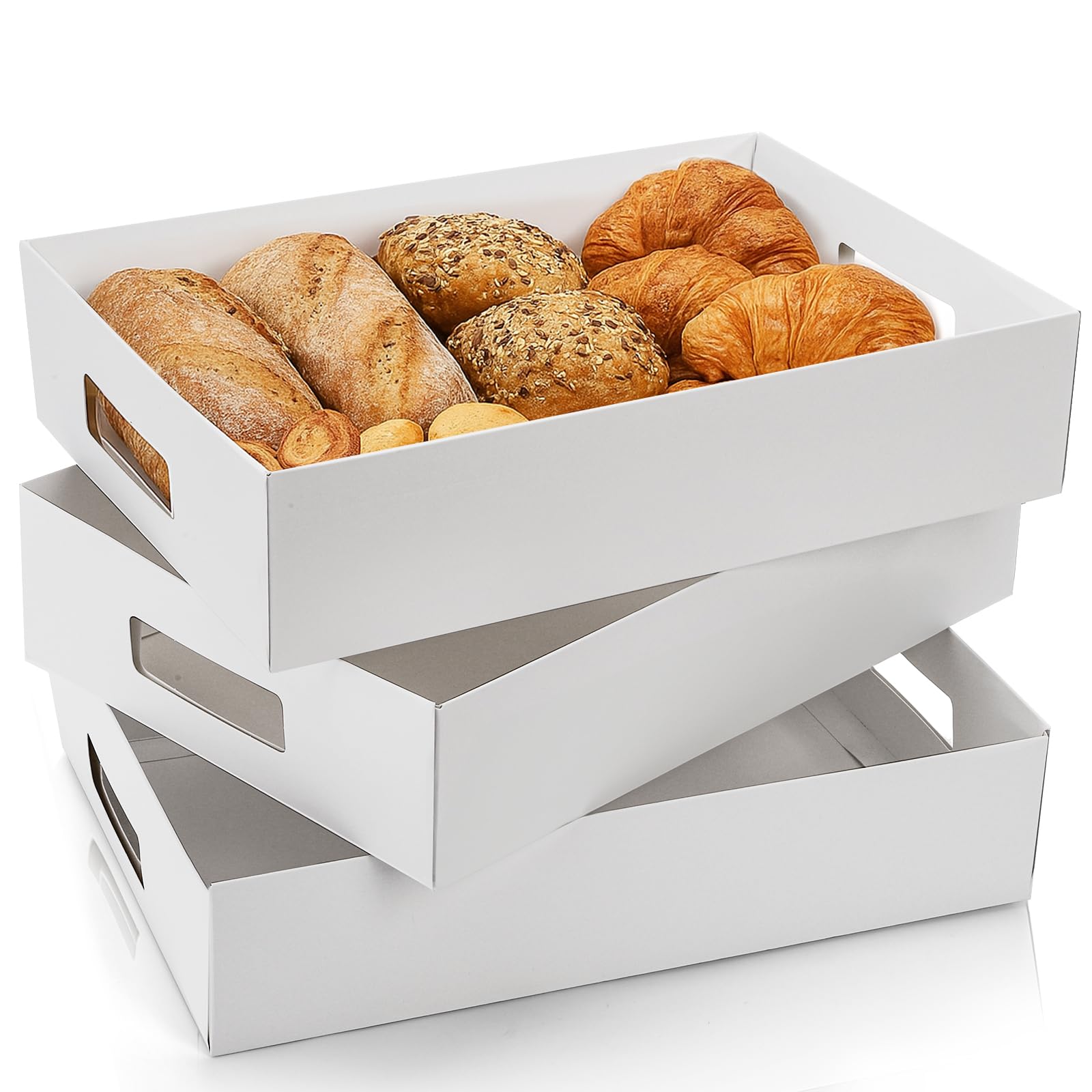 Frcctre 30 pack disposable cardboard serving trays unassembled for easy transport