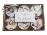 Freesia & Lilac Soy Tealights 6 Count Hand Poured with Dried Flowers