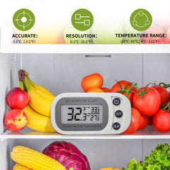 Fridge and freezer thermometer with large LCD screen