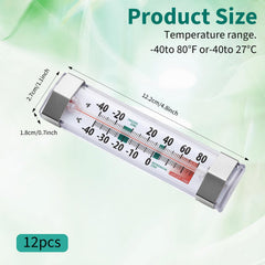 Glass thermometer for fridge with magnified reading lens