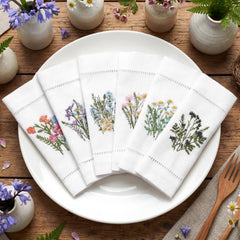 Frienda embroidered white cocktail napkins 12 pack 6x6 inches
