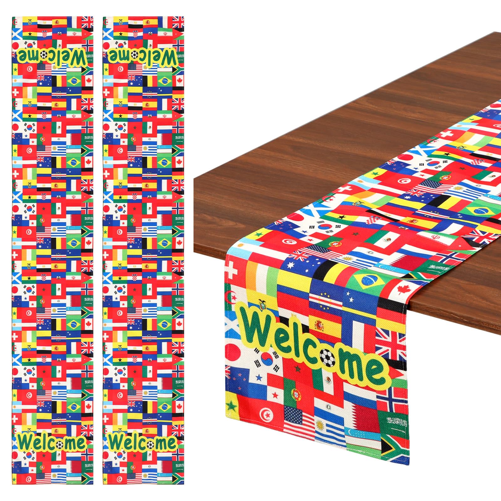frienda soccer table runner multicolor design