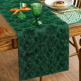 Frienda St Patrick's Day table runner green plush fabric 13x70 inches