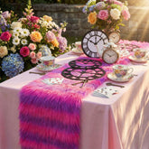 Frienda Wonderland Tea Party Decoration pink plush table runner 12x63 inches