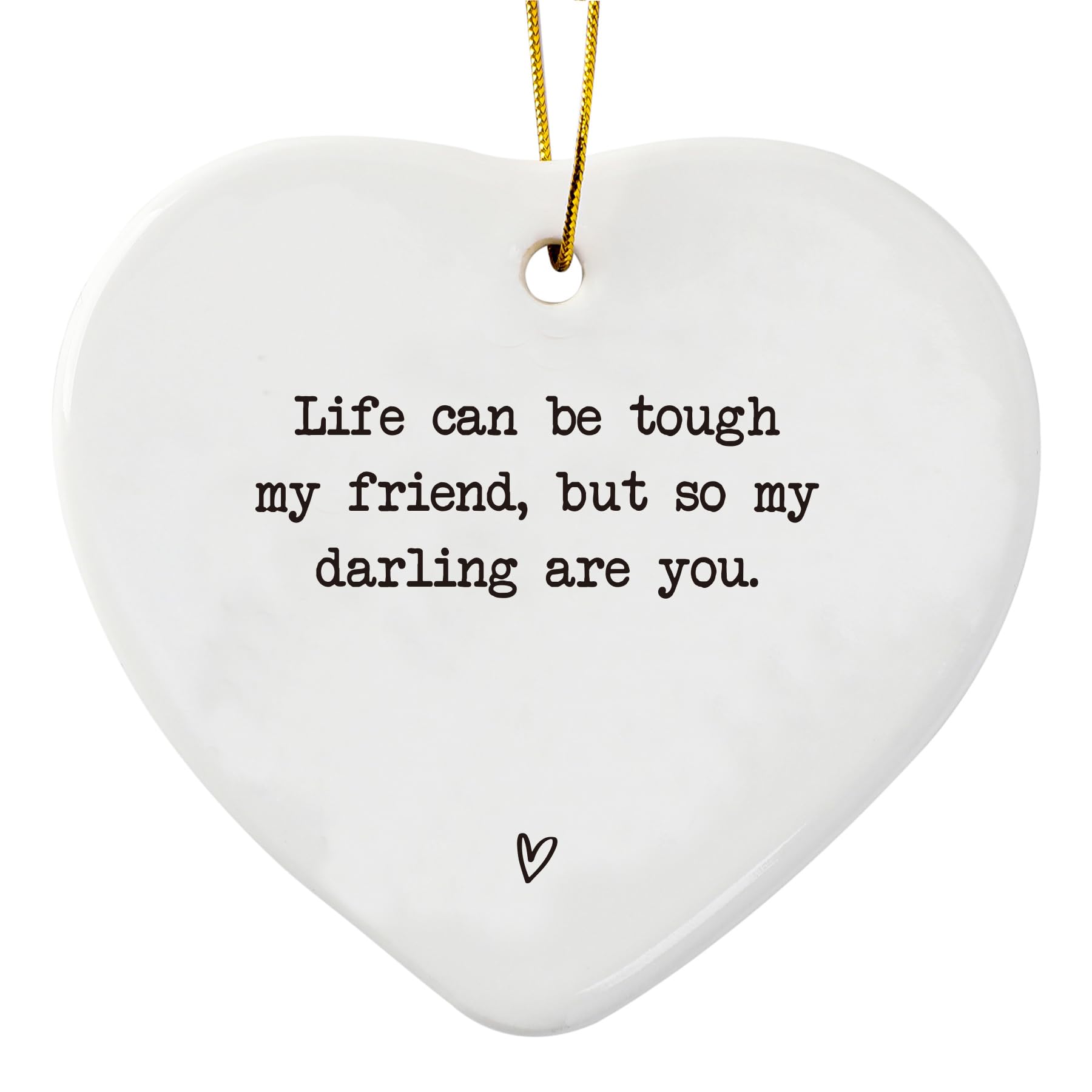 Friendship Ceramic Heart Gift 3 inch white ceramic ornament
