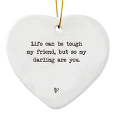 Friendship Ceramic Heart Gift 3 inch white ceramic ornament