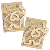 Two friendship elephant ornaments set with story card for women