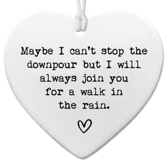 Friendship Keepsake white ceramic heart 3 inch