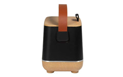 Insulated cooler with cork lid and leather-like handle
