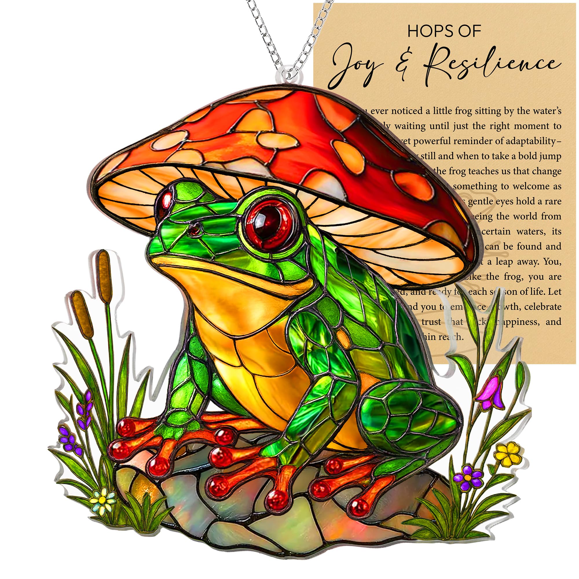 Frog acrylic suncatcher ornament on window